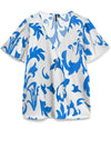 Vero Moda Easy Joy V-Neck Geometric Print Blouse, Blue and White