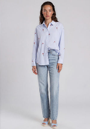 Vero Moda Tira Rose Embroidered Blouse, Blue