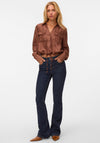 Vero Moda Toma Tie Trim Cropped Shirt, Brown
