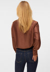 Vero Moda Toma Tie Trim Cropped Shirt, Brown