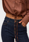 Vero Moda Toma Tie Trim Cropped Shirt, Brown