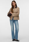 Vero Moda Chelsea-Poppy Cropped Jacket, Beige and Brown