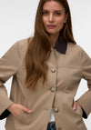 Vero Moda Chelsea-Poppy Cropped Jacket, Beige and Brown