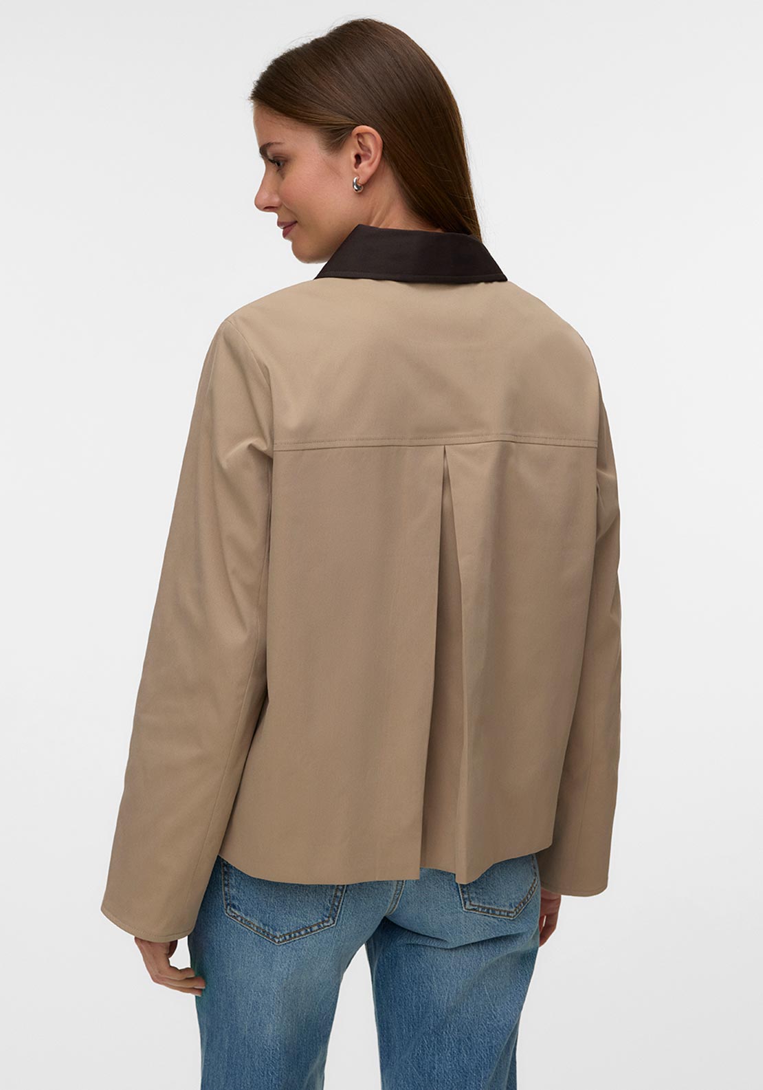 Vero Moda Chelsea-Poppy Cropped Jacket, Beige and Brown