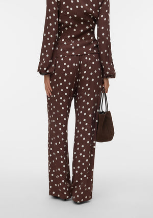 Vero Moda Elisa Polka Dot Trousers, Brown and White