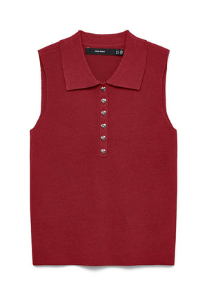 Vero Moda Rally Sleeveless Ribbed Top, Wine