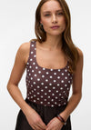 Vero Moda Million Polka Dot Sleeveless Top, Brown