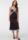 Vero Moda Julie Satin Lace Camisole Dress, Brown & Blue