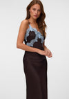 Vero Moda Julie Satin Lace Camisole Dress, Brown & Blue