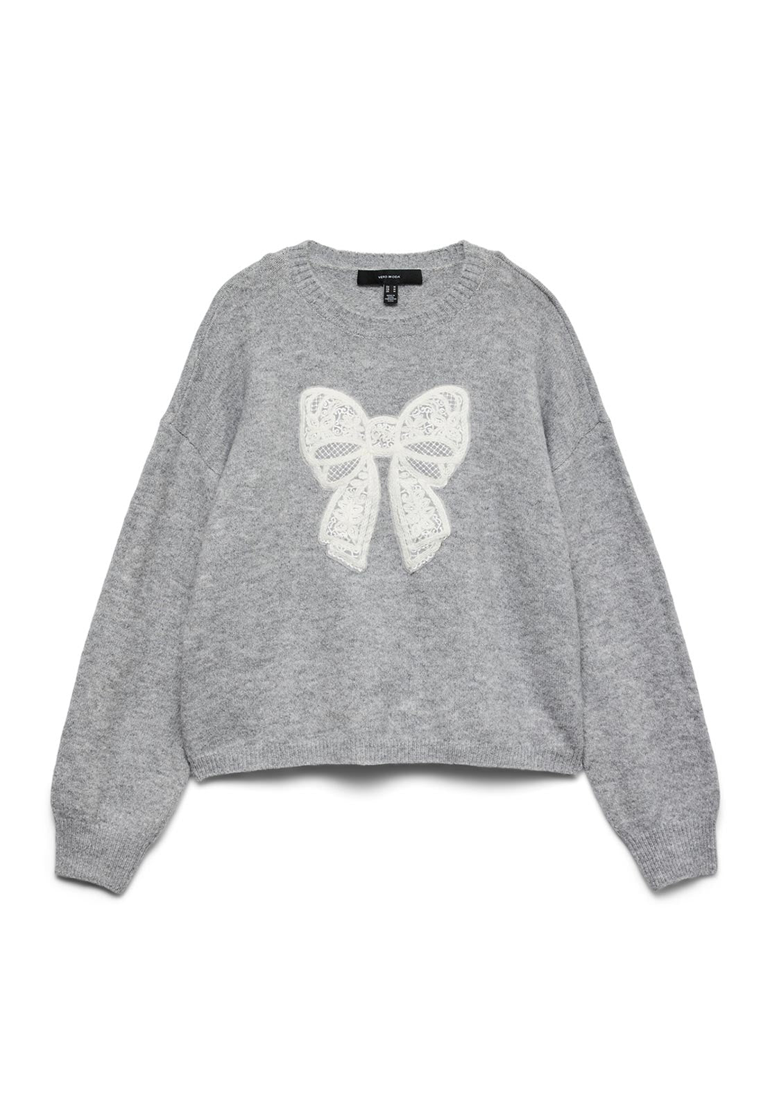 Vero Moda Ivory Bow Detail Jumper, Grey