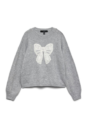Vero Moda Ivory Bow Detail Jumper, Grey