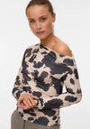 Vero Moda Caro Cow Print Off the Shoulder Top, Whisper White