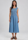 Vero Moda Nerina Shirred Denim Maxi Dress, Blue
