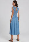 Vero Moda Nerina Shirred Denim Maxi Dress, Blue
