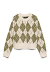 Vero Moda Halo Diamond Print Knit Cardigan, Green
