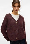 Vero Moda Ingrid V-Neck Wool Cardigan, Wine