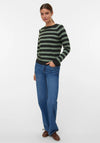Vero Moda Striped Round Neck Jumper, Green