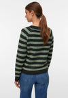 Vero Moda Striped Round Neck Jumper, Green