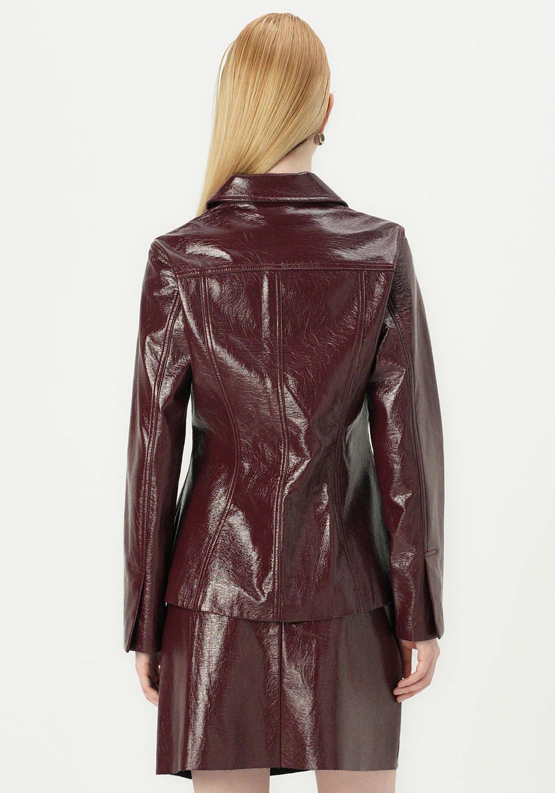 Vero Moda Lottie Peplum Vinyl Jacket, Wine