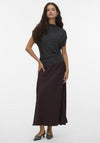 Vero Moda Elena Satin Midi Skirt, Chocolate