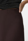 Vero Moda Elena Satin Midi Skirt, Chocolate