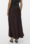 Vero Moda Elena Satin Midi Skirt, Chocolate