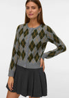 Vero Moda Sage Diamond Print Preppy Cardigan, Grey