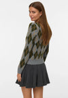 Vero Moda Sage Diamond Print Preppy Cardigan, Grey