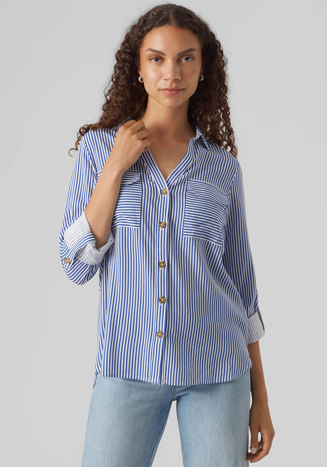 Vero Moda Bumpy Striped Shirt, Beaucoup Blue