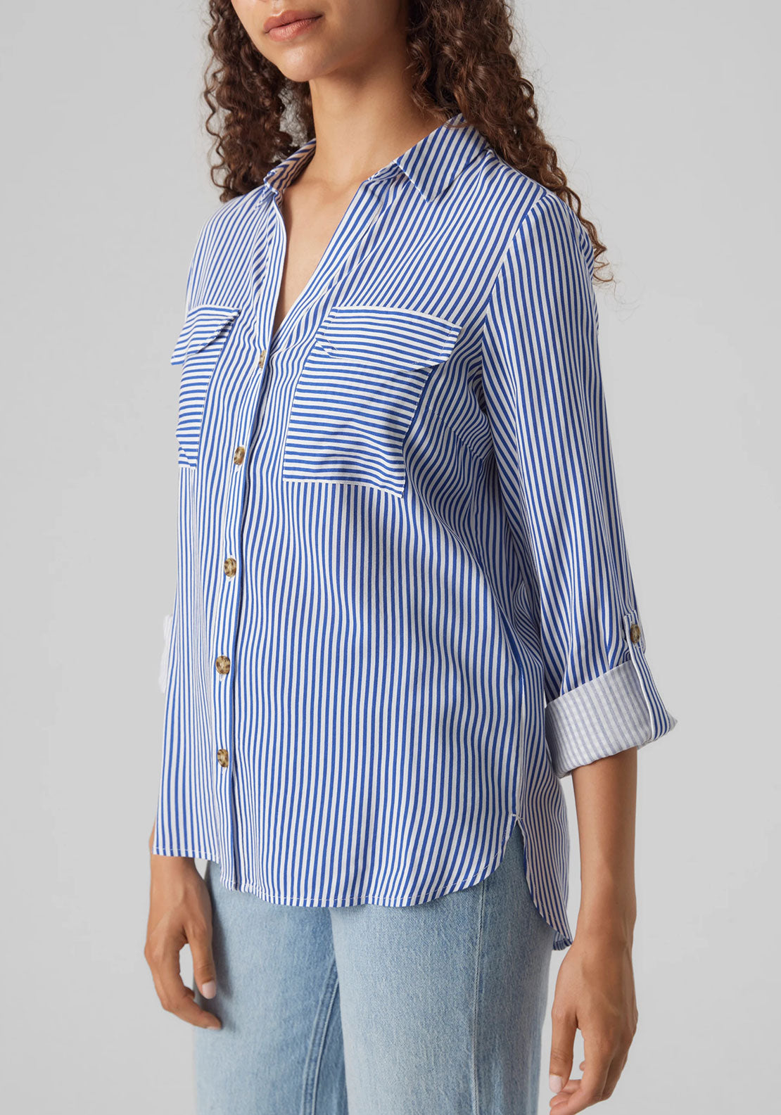 Vero Moda Bumpy Striped Shirt, Beaucoup Blue