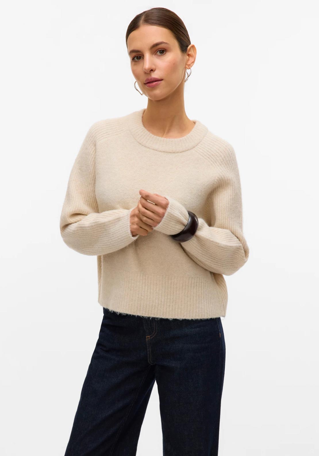 Vero Moda Bang Round Neck Knit Jumper, Birch
