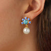 Dyrberg/Kern Veronica Pearl Earrings, Light Blue & Gold