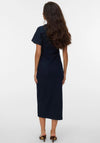 Vero Moda Sanni Short Sleeve V-Neck Midi Denim Dress, Dark Blue
