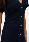 Vero Moda Sanni Short Sleeve V-Neck Midi Denim Dress, Dark Blue