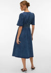 Vero Moda Elaney V-Neck Button Down Denim Midi Dress, Medium Blue