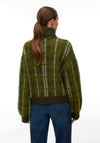 Vero Moda High Neck Tartan Print Jumper, Green