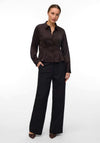 Vero Moda Long Sleeve Pleat Detail Satin Shirt, Chocolate Brown