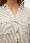 Vero Moda Long Sleeve Striped Button Up Shirt, Beige