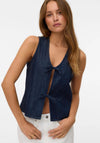 Vero Moda Denim Bow Detail Waistcoat, Blue