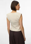 Vero Moda Sleeveless Fitted Waistcoat, Beige