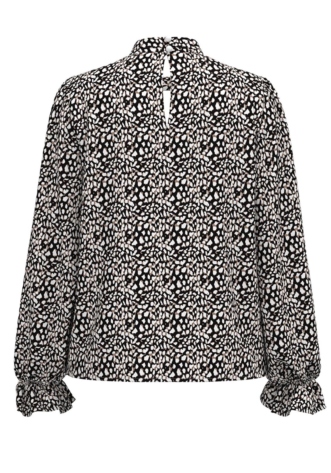 Vila Alia Cutout Print Blouse, Black