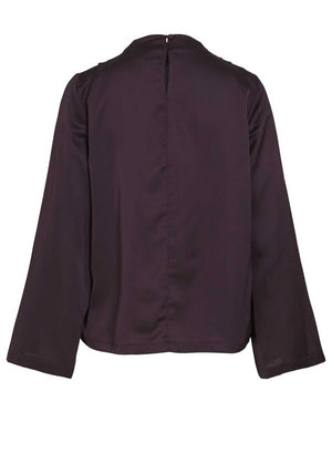 Vila Lutto Satin High Neck Top, Plum Perfect