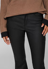 Vila Commit Leather Coated Fitted Flare Jean, Black