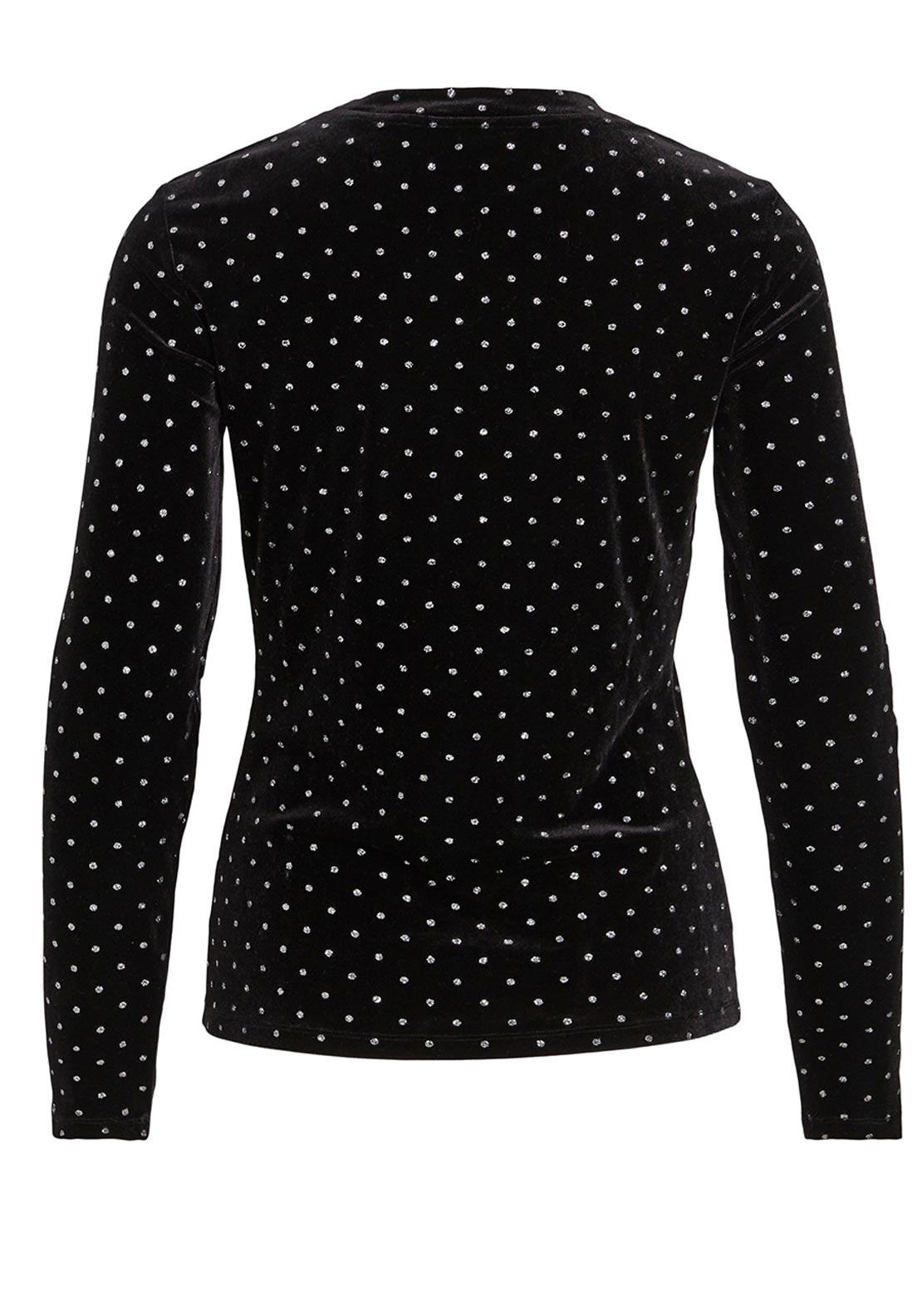 Vila Camy Glitter Polka Dot Velvet Top, Black
