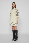 Vila Sada Embroidered Cotton Mini Dress, Cloud Dancer