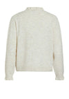 Vila Sofi Frill Trim Knit Cardigan, Super Light Natural Melange