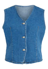 Vila Kenya Denim Vest, Medium Blue Denim