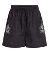Vila Sella Embroidered Detail Shorts, Black