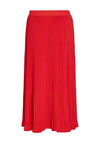 Vila Yasmin Button Pleated Midi Skirt, Tomato