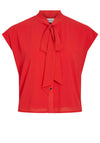 Vila Yasmin Pussy Bow Blouse, Tomato Red